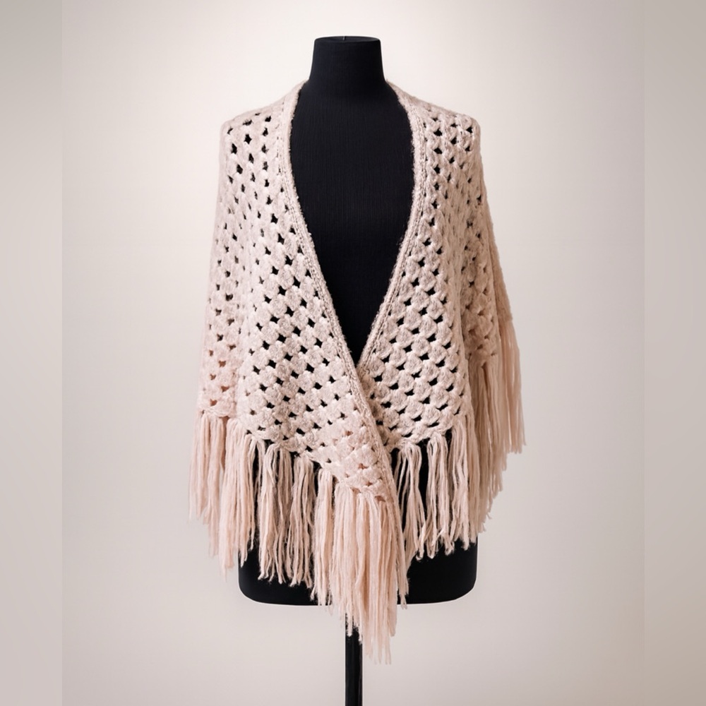 Light Pink Crochet Cape Sweater - Picture 2 of 10